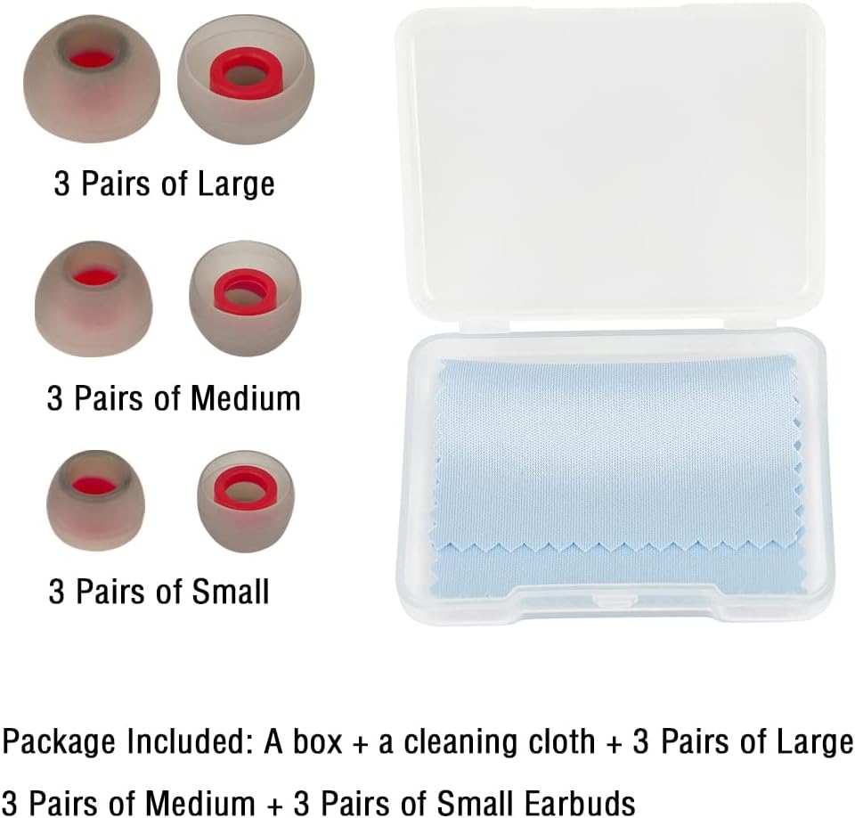 Silicone Earbud Covers - Replacement Ear Tips for In-Ear Headphones - S, M, L - 9 Pairs
