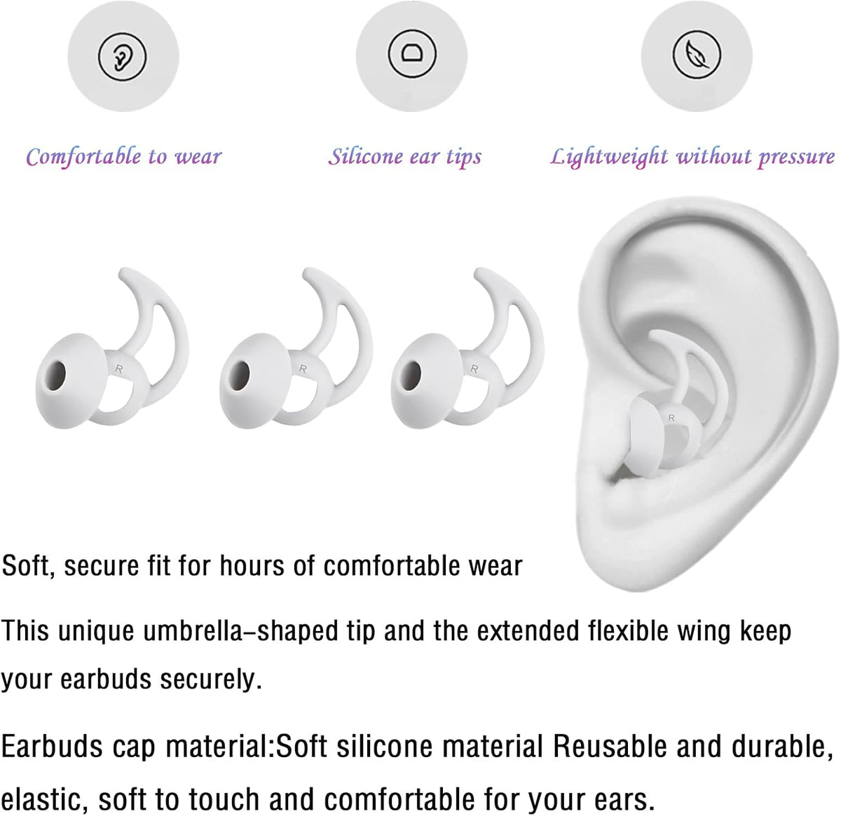 Medium Earbud Replacement Tips Silicone Ear Bud Tips Compatible with Bose Quietcomfort and Sport Headphone Ear Tips Earbud Cap 3 Pairs S M L