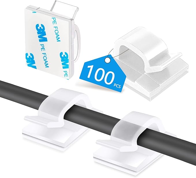 Abnii 100PCS Cable Clips, Adhesive Cord Wire Organizer, Clear, Small