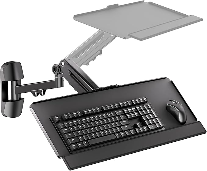 Wall Mount Keyboard Tray- Keyboard and Mouse Stand, 25.7" x 7.5" Platform