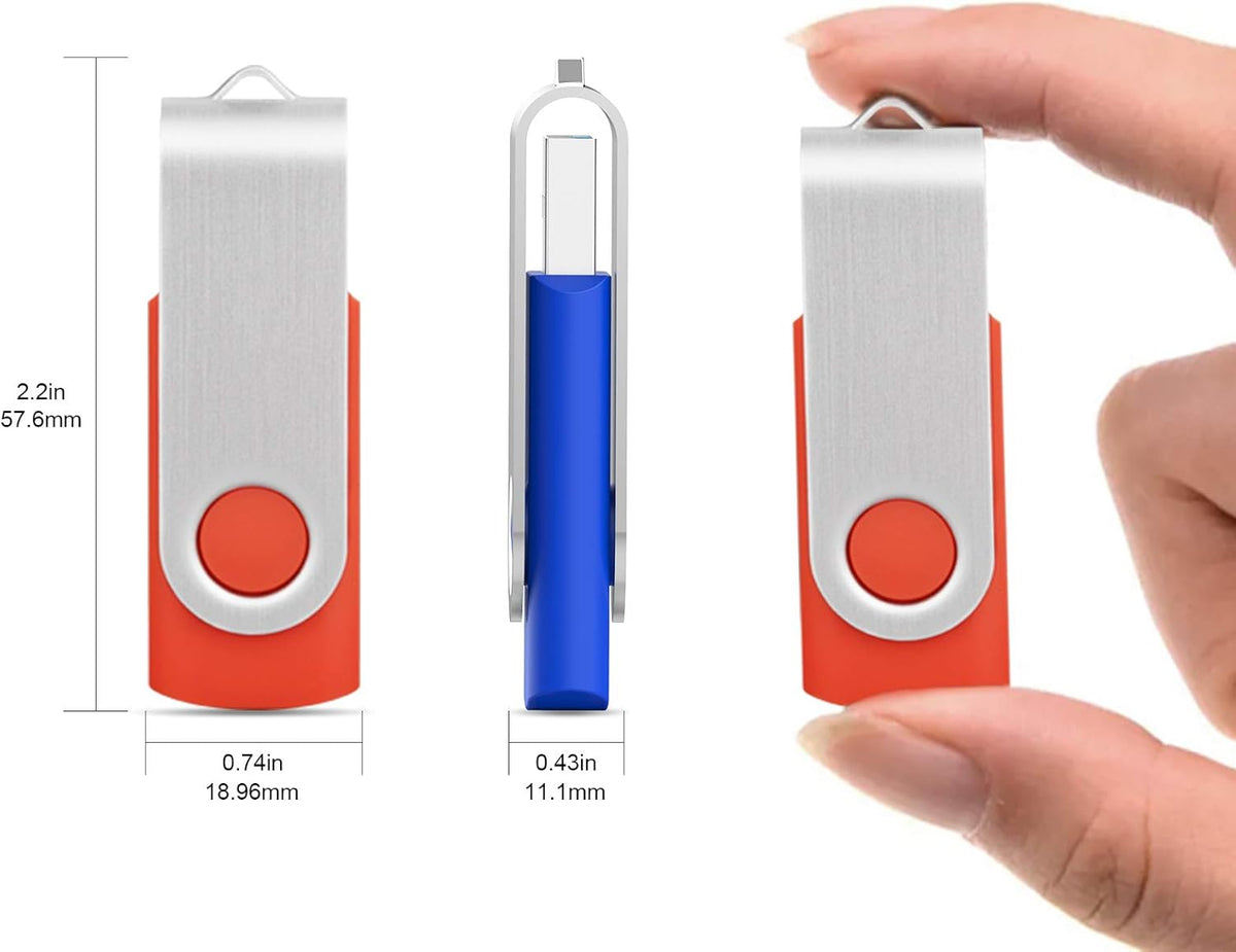 KOOTION 5 Pack 32GB USB 3.0 Flash Drives Swivel USB Stick Thumb Drives with High-Speed Transfer(Colors: Black, Blue, Green, Purple, Red)