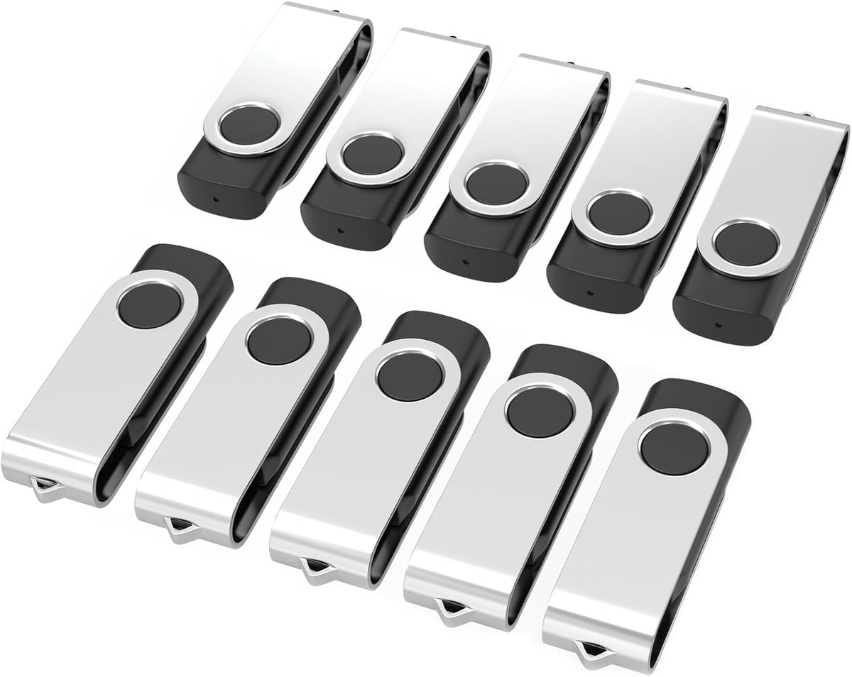 USB Flash Drives 2GB 10 Pack, Wooolken USB 2.0 Thumb Drives with Keychains Memory Stick USB Drive Pendrive for PC Laptop Computer (Black)
