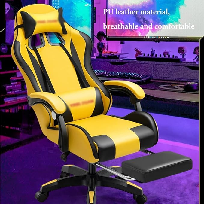 GIZNXBA Gaming Chair with Footrest Ergonomic Computer Chair Gaming Lumbar Support Backrest and Seat Height Adjustable Swivel Recliner Racing Office Chair Video Game Chair (Color : /Pink)