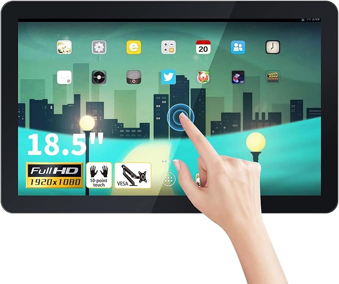 18.5 inch Android 12 Touchscreen Monitor Tablet 16:9 FHD 1080P WiFi &amp BT Built-in Speakers RK3588 4GB RAM &amp 64GB ROM Smart Board for Classroom Meeting &amp Game