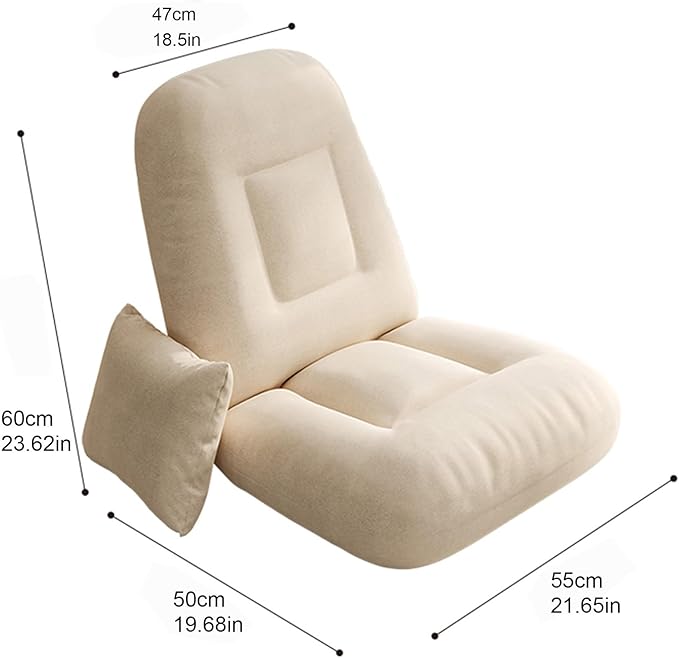Folding Floor Gaming Chair Adjustable Memory Sponge Floor Chair with Back Support Lazy Sofa for Reading Game No Assembly Required(Light Gray)