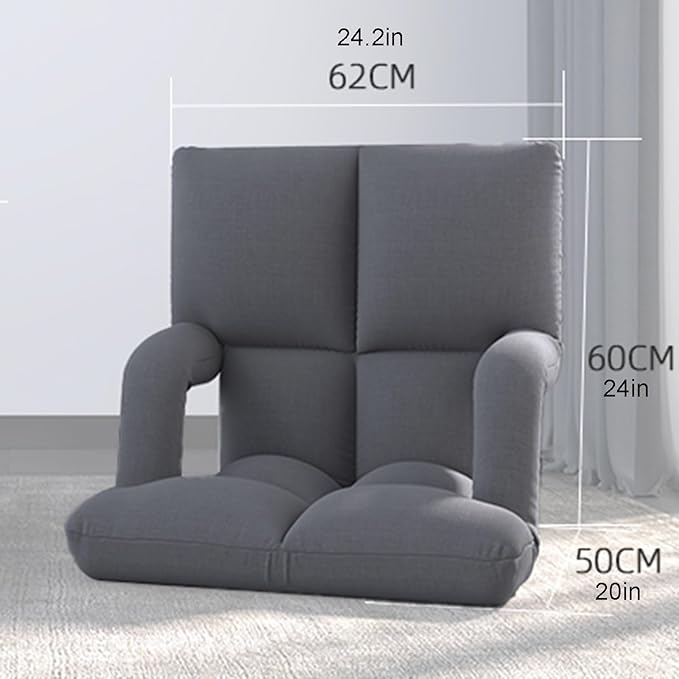 Floor Chair Back Support Folding Sofa Adjustable Positions Padded Lazy Sofa Breathable Floor Gaming Chair for Reading Meditating(Purple)