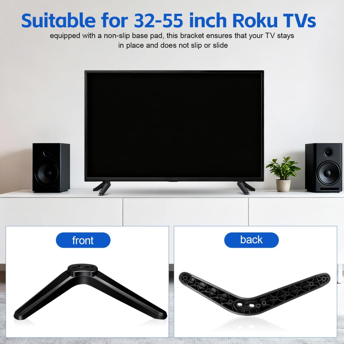 DECHOUS 32-55 Inches TV Base Stand Legs Compatible with Roku TV - Plastic TVs Legs Replacement with Screws, Easy