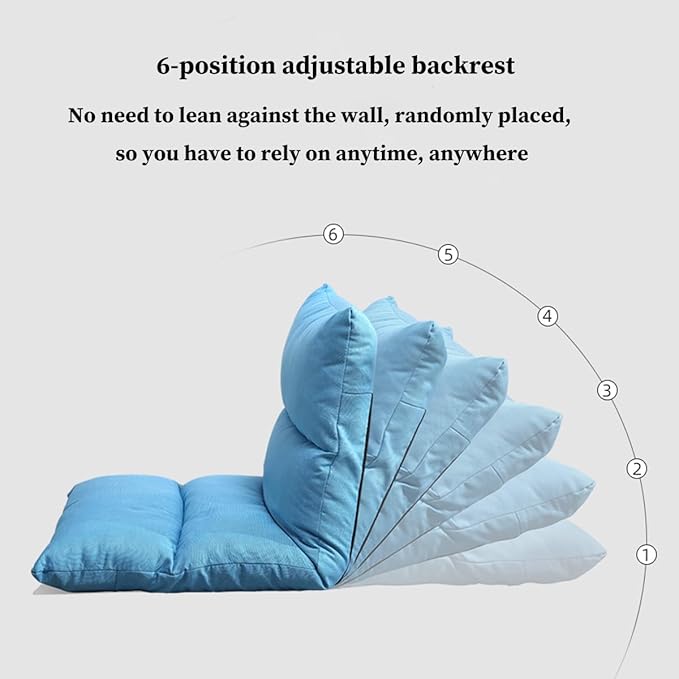 GIZNXBA Adjustable Floor Video Gaming Chair with 6-Position Folding Floor Sofa Chair Lounger Folding Sleeper Bed Couch Recliner Lazy Sofa Lounger for TV Reading Relaxing(/Blue)