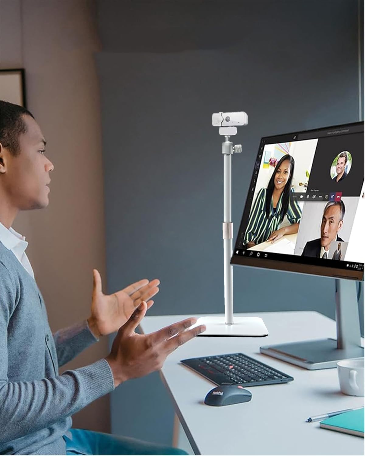 AceTaken 2/Meet Insta360 2C White Webcam Stand Holder Compatible with OBSBOT Meet SE and Link White Webcams