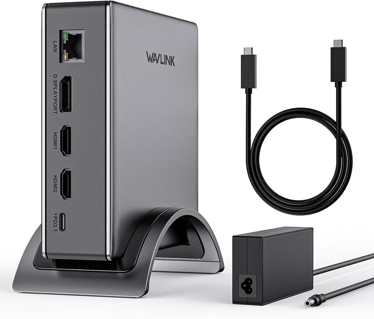 Laptop Docking Station,WAVLINK PD3.1 Docking Station 3 Monitors with 8K@30Hz/4K@144Hz,2*HDMI + DP,140W PD Charge,USB-C 10Gb,USB-A 5Gb,Gigabit Ethernet,Audio/Mic for HP, Dell,Windows System Computer