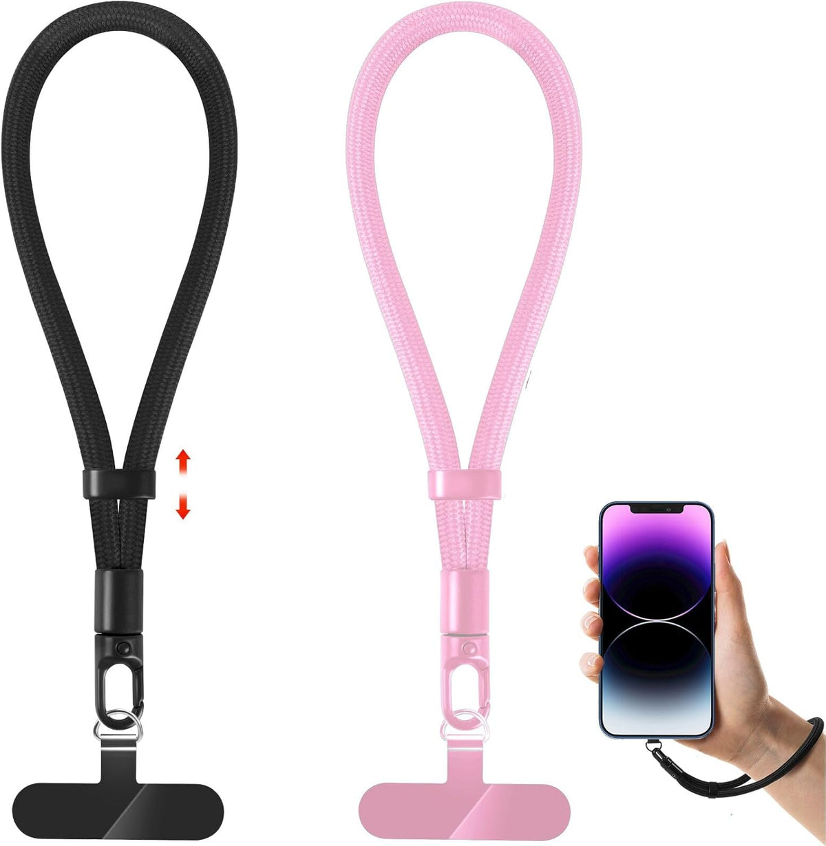 Phone Lanyard, 2 Pack Adjustable Cell Phone Lanyard Strap, Hand Wrist Strap Lanyard with Tether Tabs for Smartphones