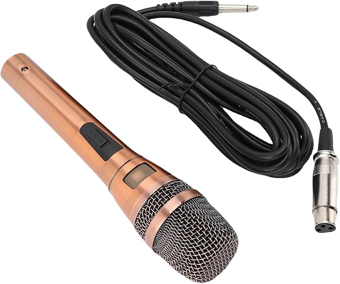 Yunseity Dynamic Microphone Cardioid Wired Microphone with Stereo Pickup and Wide Frequency Response for Home Singing Stage KTV Performance