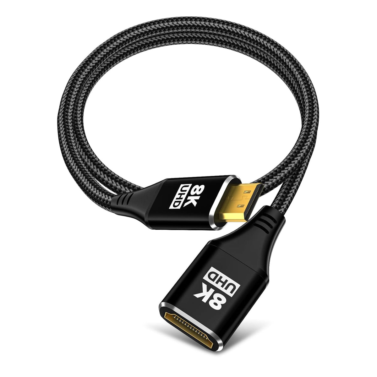 8K 1.5Feet/0.5m, 48Gbps 8K@60Hz, 4K@120Hz Mini HDMI to HDMI Adapter Ultra High Speed Bidirectional Transmission, Female