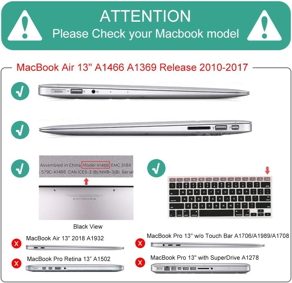Mektron for MacBook Air 13 Case A1466/A1369 (2010-2017 Release), Snap-on Plastic Hard Shell Cover for MacBook Air 13.3 inch with Keyboard Cover, Abstract Botanical