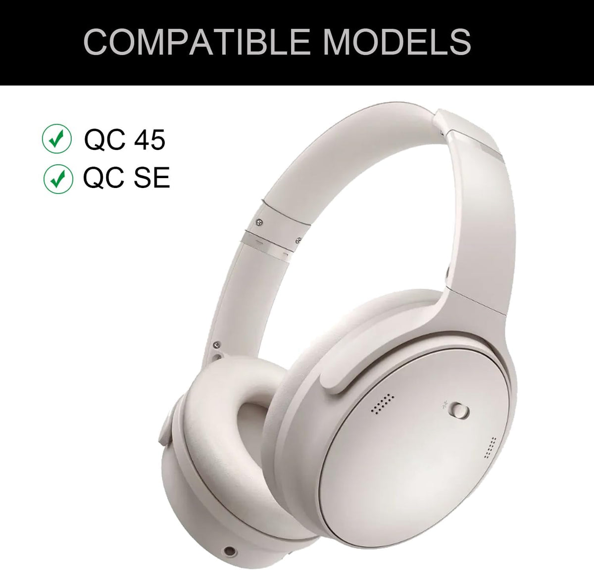 Replacement Ear Pads for Bose QuietComfort 45 (QC45) Headphones, Ear Pads Cushions with QCSE (QC SE)/New QC Wireless High-Density Noise Isolation Foam, Made Soft Protein Rubber Leather