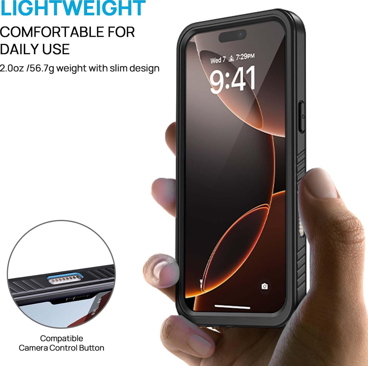 Lanhiem for iPhone 16 Pro Max Case, IP68 Waterproof Dustproof Shockproof Cases with Built-in Screen Protector, Full Body Heavy Duty Rugged Phone Cover for iPhone 16 Pro Max - 6.9 inch (Black/Clear)