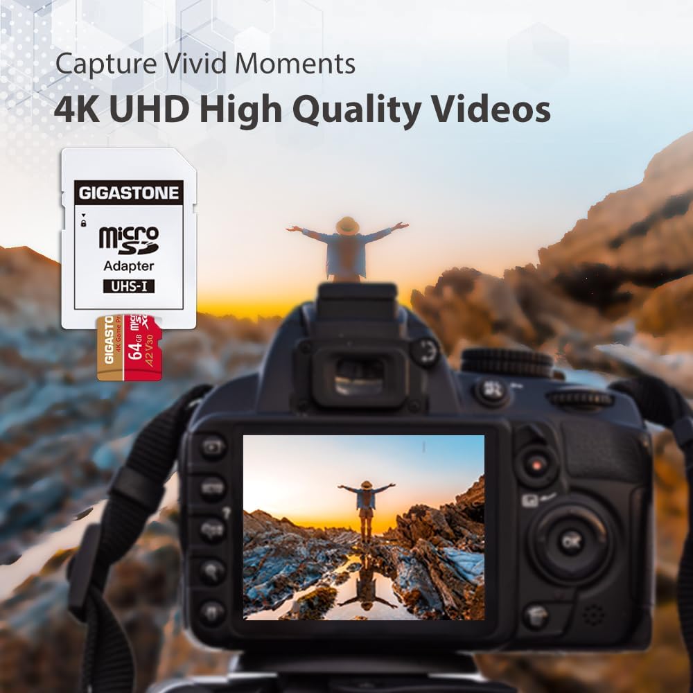 Gigastone 1 64GB 4K 95/35MB/s, U3 A2 V30 5-Years For Switch Only Micro SD Card, Game Pro, MicroSDXC Memory Card