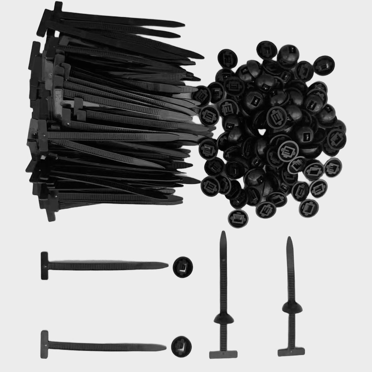 GIroiyai 100 Pcs Nylon Universal Cable Tie Buckle Heavy Duty Sided Snap Fit Zip Ties with Button Lock, UV Resistant