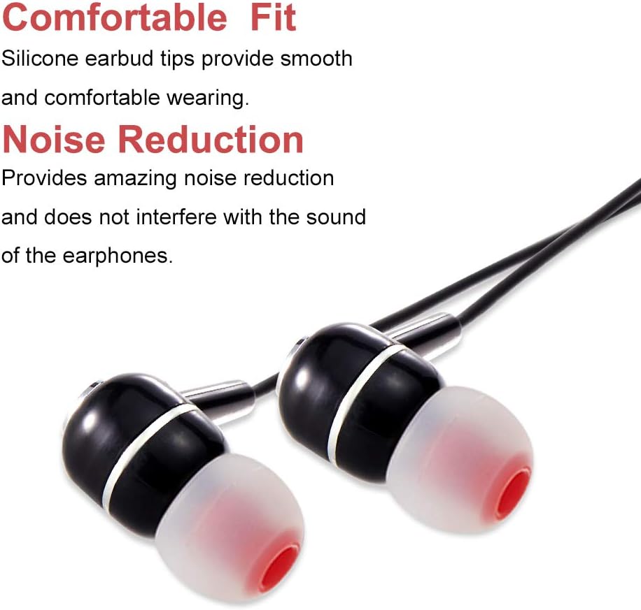 Earbud Tips Soft Silicone Earbuds Replacement Tips Fit for in-Ear Headphones(Inner Hole from 3.8mm - 4.2mm Earphones) 9 Pairs S/M/L,Transparent Red