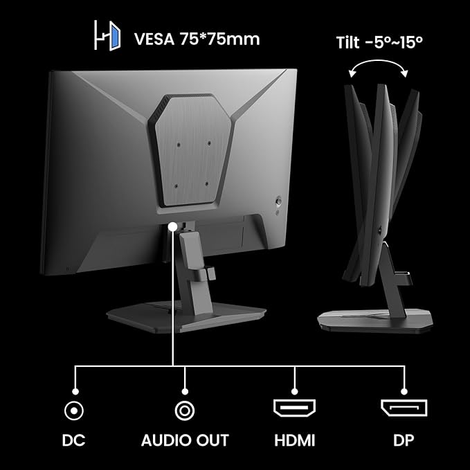 SANSUI 24 Inch Gaming Monitor 180Hz DP 1.4 &amp HDMI 2.0 Ports High Refresh Rate Computer Monitor Racing FPS RTS Modes 1ms Response Time 110% sRGB (ES-G24F4 HDMI Cable Included)