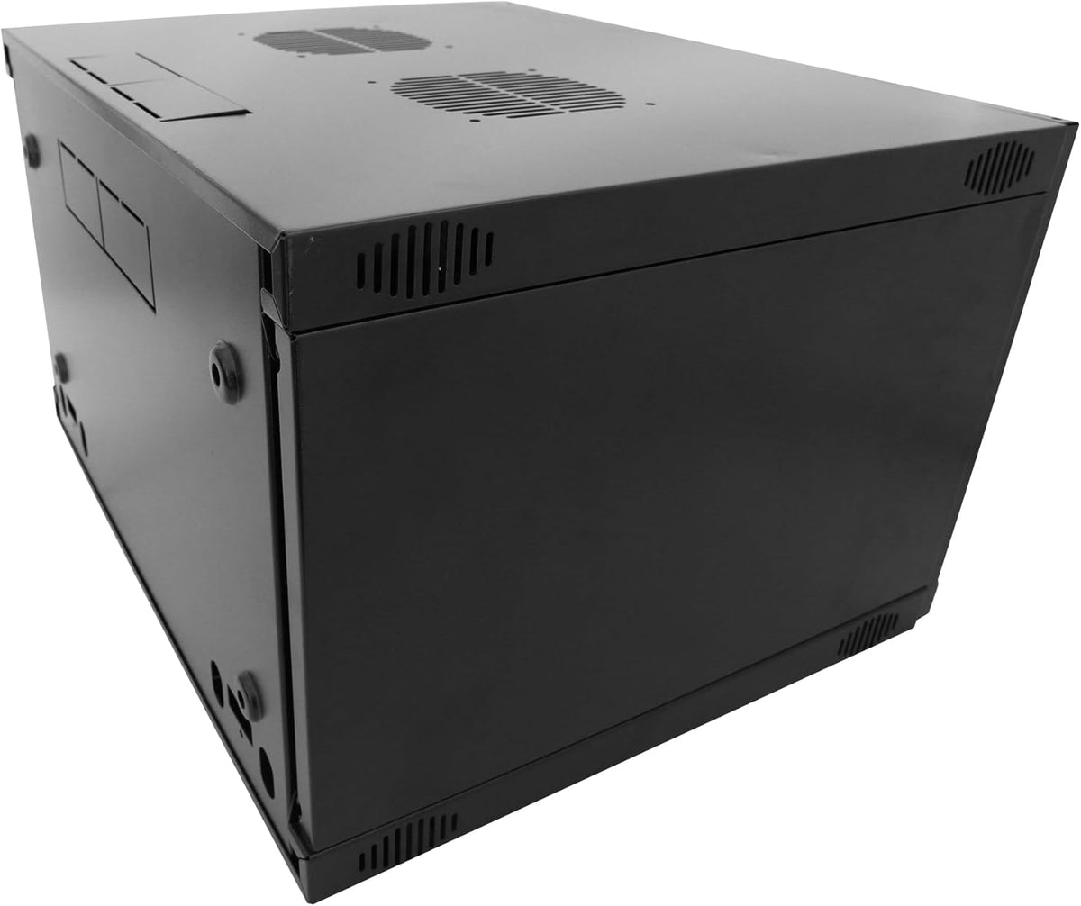6U Server Cabinet Wall Mount Rack Enclosure with 2 Server Fans Locking Glass Door Removable Side Panels 19in Network Cabinet 13" Installation Depth for Computer/Audio Video/Data Equipment(13INCH, 6U)