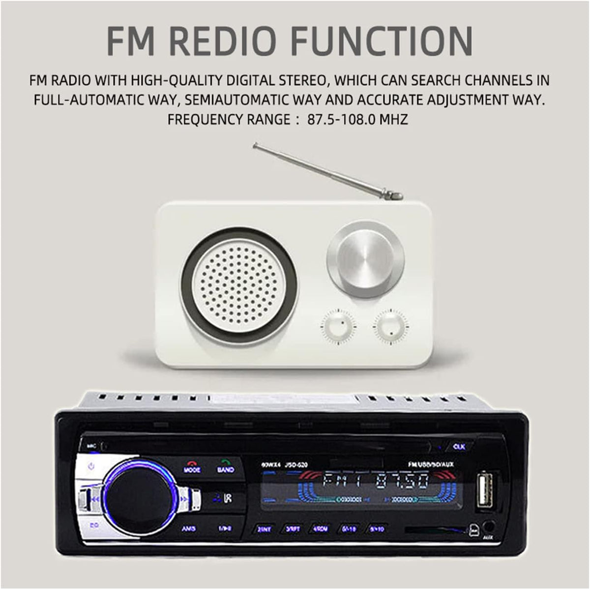 Eaglerich 1 24V MP3 Din Car Radio Audio FM Player USB/SD/AUX Hands Free Calling With Wireless Remote Control