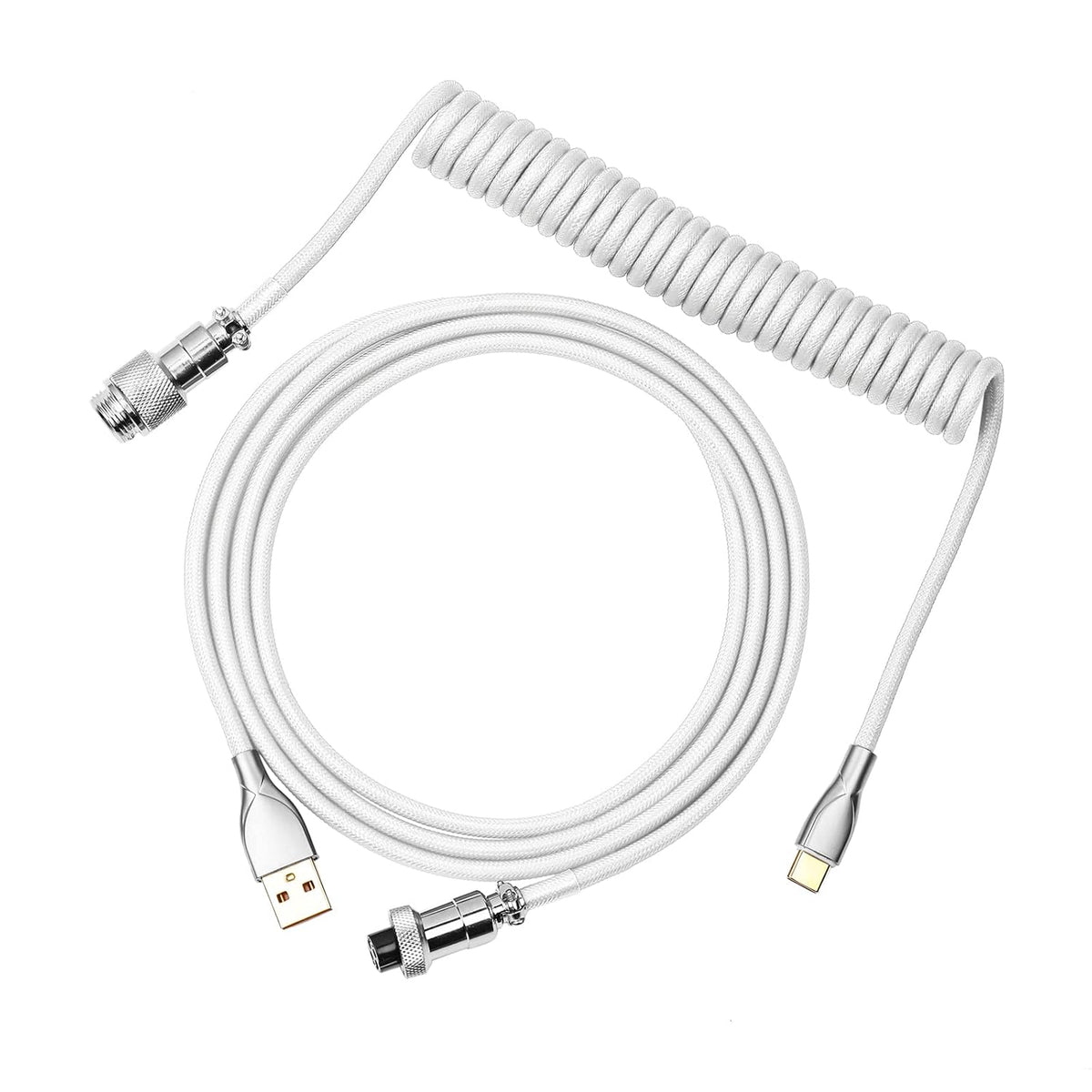 1.8m EPOMAKER Mix Coiled Keyboard Cable, USB C to USB A TPU Cable for Mechanical Gaming Keyboard, with Detachable Metal