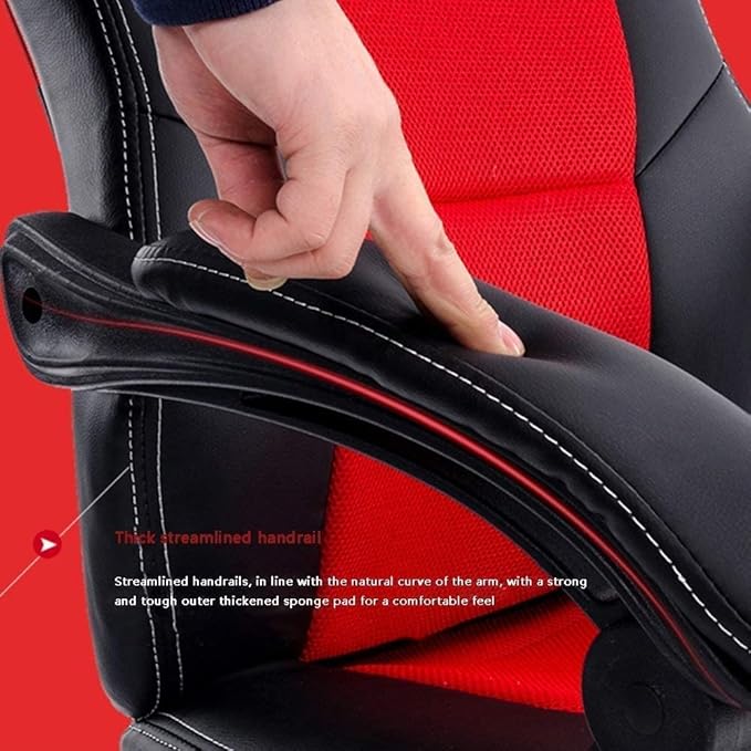 Office Chair Computer Chair High Back Reclining Swivel Chair Gaming Chair Ergonomic Table and Chair Game Chair Armrest Seat Chair (Color : Red) Needed