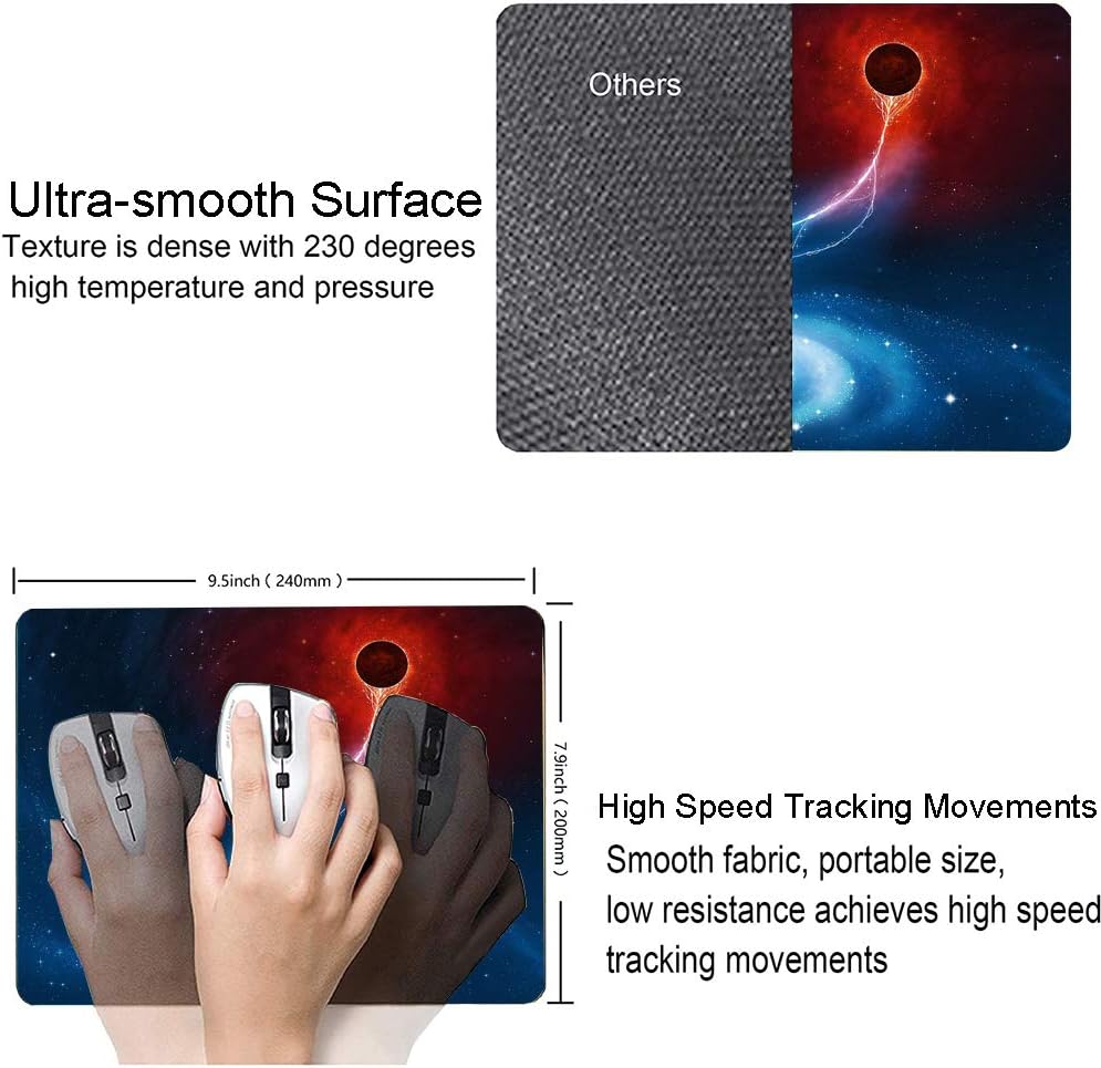 Cool Galaxy Mouse Pad, Black Holes Engulf Galaxies Square Mouse Pad Non-Slip Rubber Base Gaming MousePads for Computers Laptop Office, 9.5"x7.9"x0.12" Inch( 240mm x 200mm x 3mm)