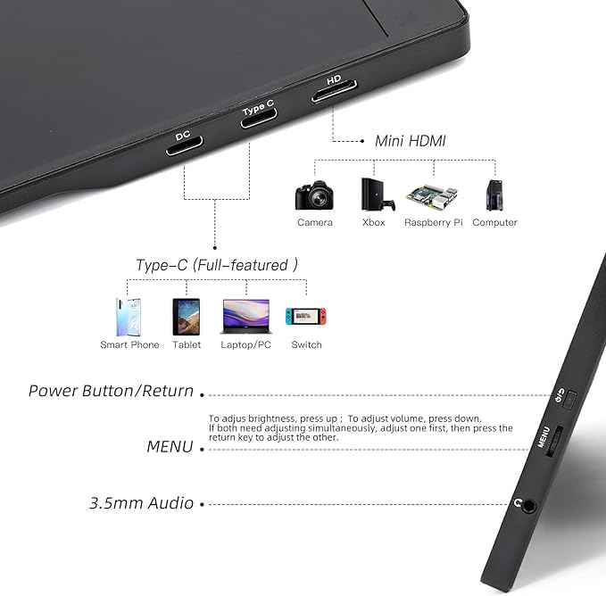 QQU 15.6 Inch Portable Monitor Touchscreen with Stand Portable Travel Monitor 1080P IPS/HDR Laptop Screen Extenderfor Gaming and Computer Display Compatible with Laptop PC Phone PS4/PS5 Switch