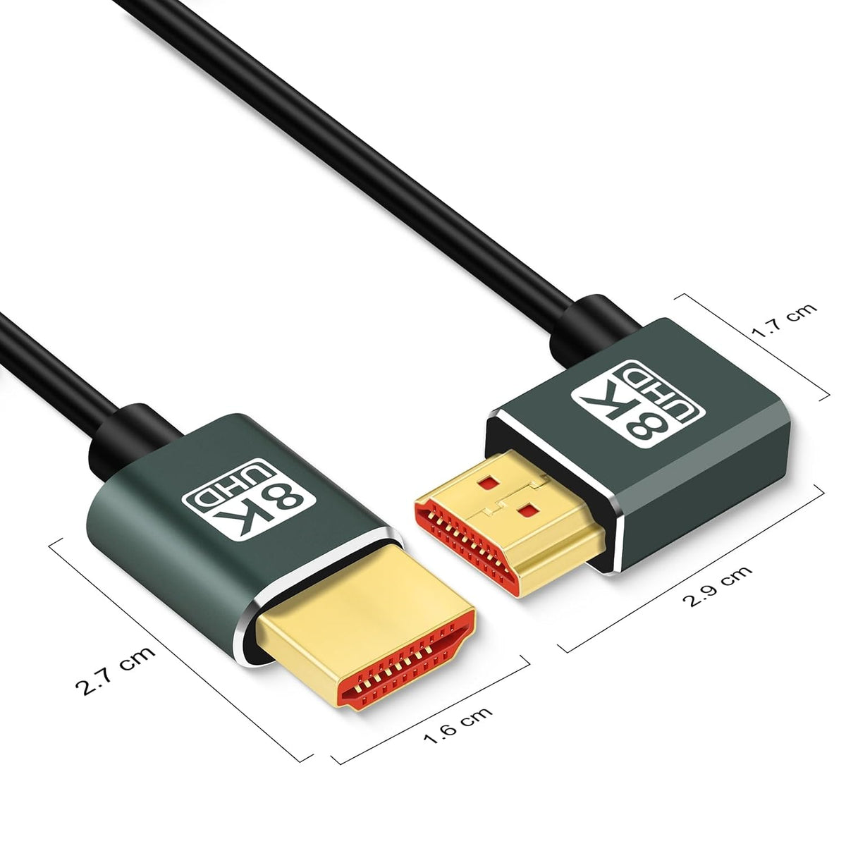 8K 2.1 90 3.3FT, 4K@120Hz 8K@60Hz TV/HDTV/PS5/Blu-ray Thsucords Ultra Thin HDMI Degree Right Angle Cable Flexible Slim