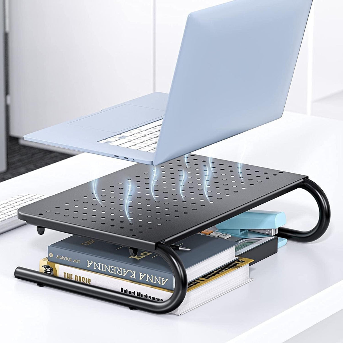 Monitor Stand Riser, Monitor Riser, Laptop Stand for Desk, Laptop Riser, Desk Organizer for Monitor, Laptop Shelf w/Vented for Screen, Computer Stand for Laptop, PC, Printer, for Home & Office