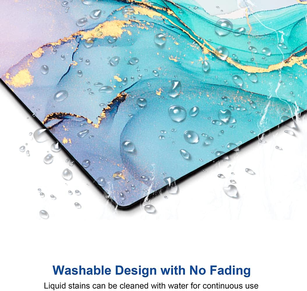 Mouse Pad, Cyan Blue Marble Mouse Pad, Washable Square Cloth Mousepad for Office Laptop, Non-Slip Rubber Base for Wireless Mouse for Computer Desk