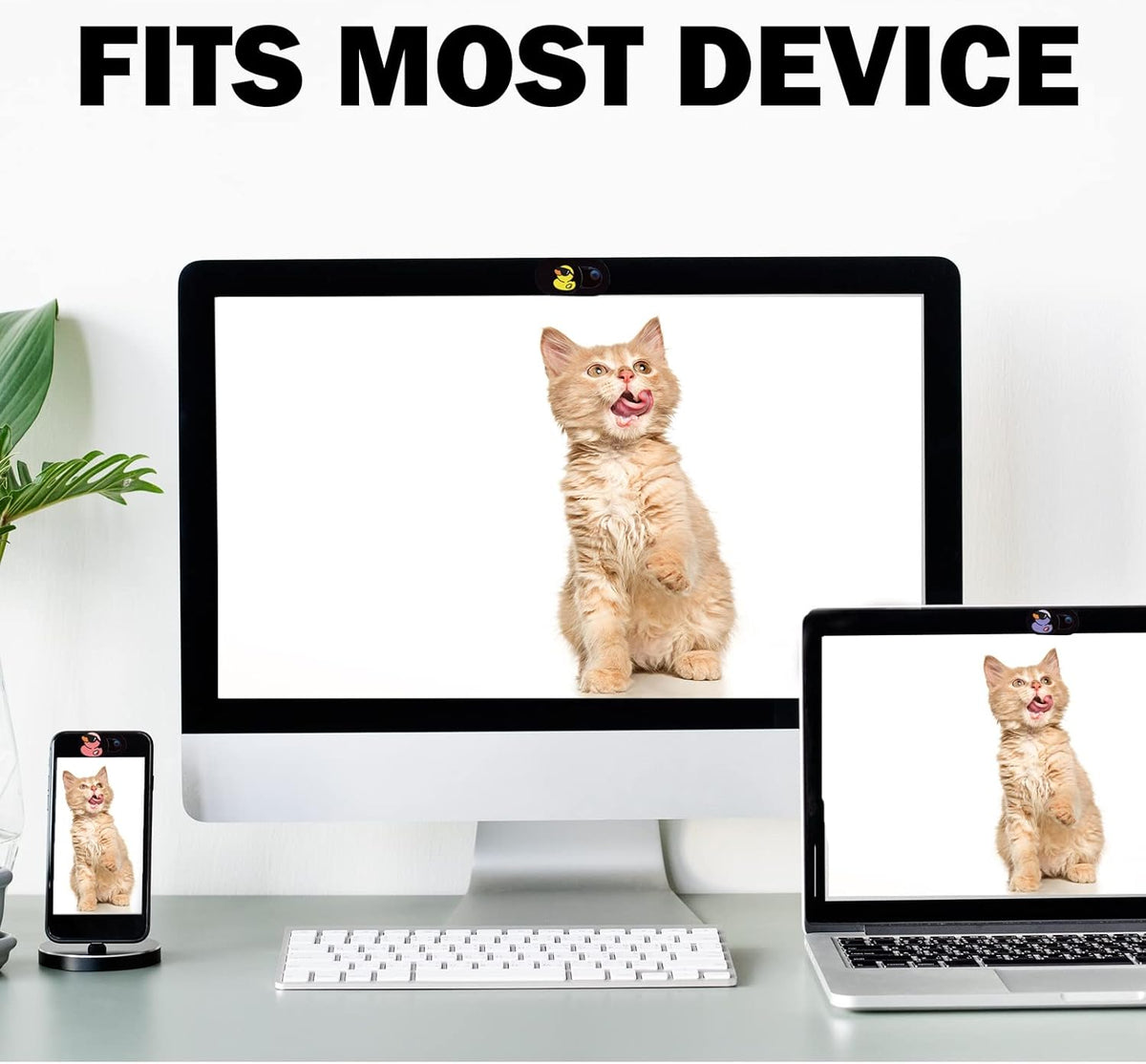 Laptop Camera Cover Slide Webcam Cover for Privacy Fits for Mini PC, PC, Surface, Tablet, Desktop Computer, Smart phone - 3 Packs, Cool Duck