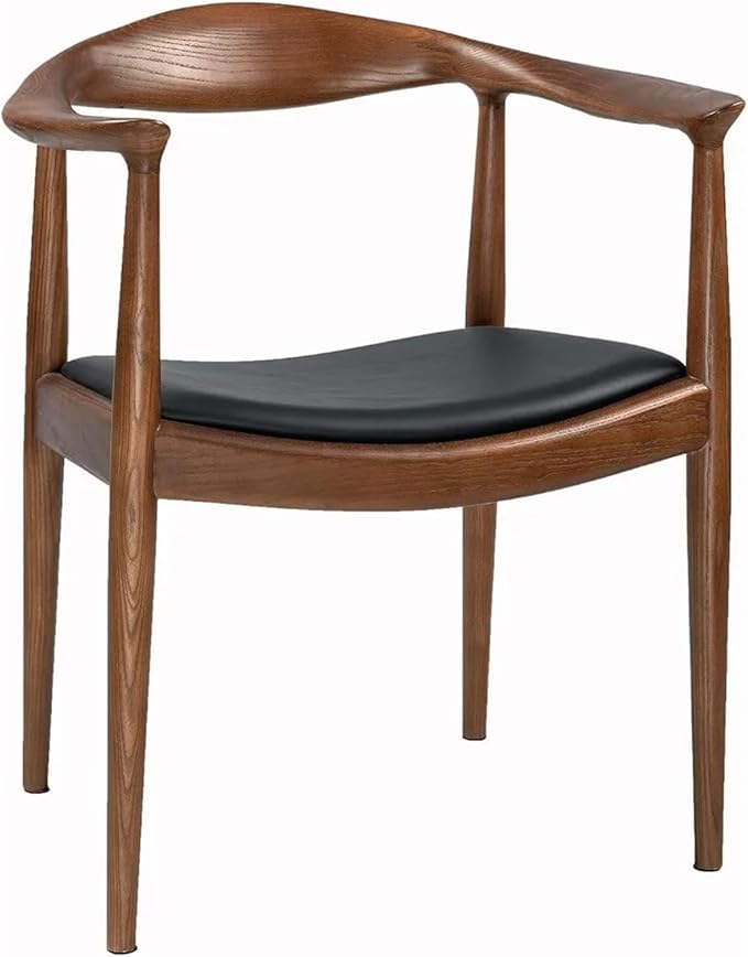 Adjustable Office Computer Chair with Armrest 1pcs Contemporary Style Upholstered Wooden Dining Seat Chair with Armrests(Chestnut Shell)