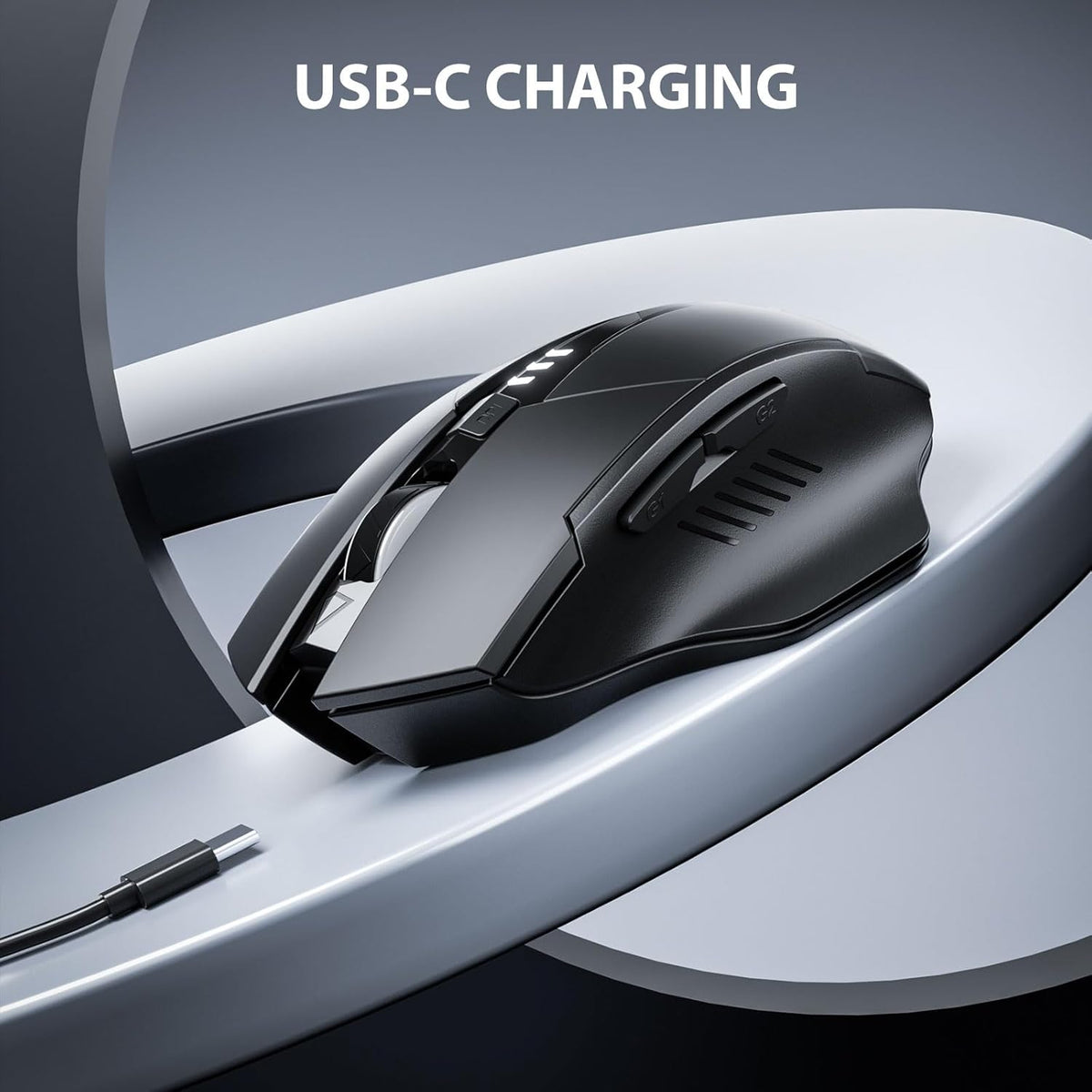 INPHIC 2.4G 6 2400DPI 4 Wireless Mouse Rechargeable, [Battery Level Visible], Silent Click USB Cordless Mouse