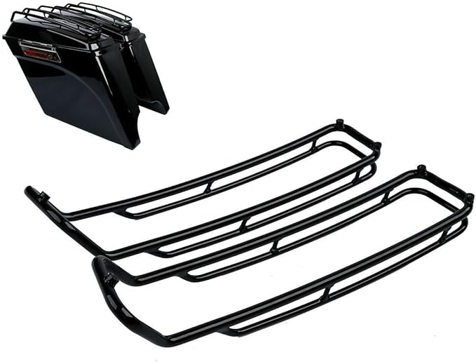 Black Top Hard Saddlebags Lids Rack Rail Guards Iron Saddlebag Guard-Type BTHSLRRGFFHT1 Compatible with Harley Davidson