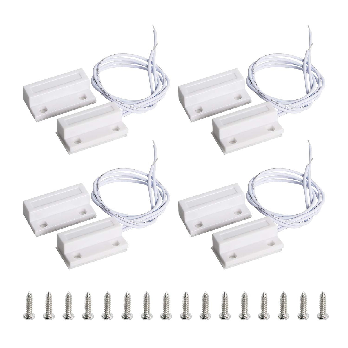 Aoje-Link RC-38A NC Wired Magnetic Door Switch Window Sensor Alarm for Home Security Access Control and Burglar Alarm Systems White 4pcs