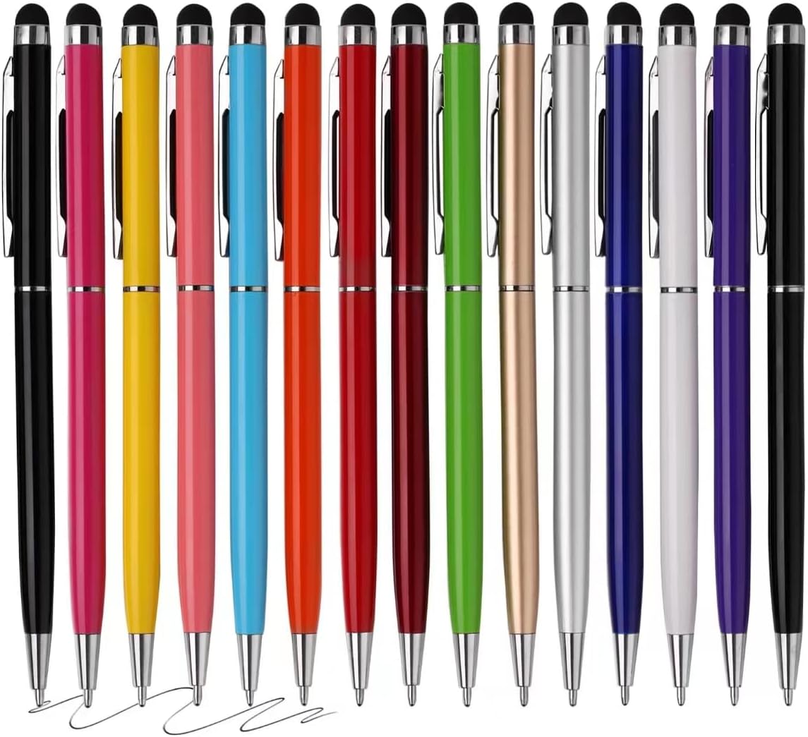 15 Pack Stylus Pens for Touch Screens Stylus Pen Compatible with Phone Tablets Kindle and Black Ink Ballpoint Pens-2 in 1 Stylists pens for Touch Screens