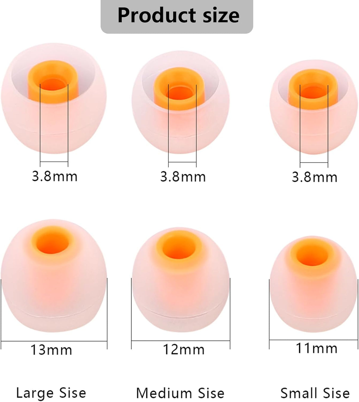 Earbud Replacement Tips Silicone Earbud Tips Earbud Covers Fit for in-Ear Headphones (Inner Hole 3.8mm -5.1mm) Earbud Rubber Tips Eartips 9 Pairs S/M/L