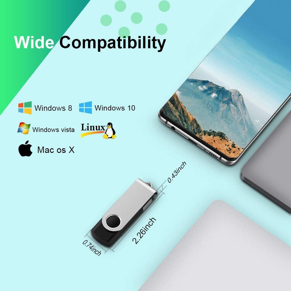 Aiibe 64GB Flash Drive 3.0 10 Pack 64GB USB Flash Drives High Speed Thumb Drive Jump Drive Memory Stick USB Drives 64 GB Bulk, Black