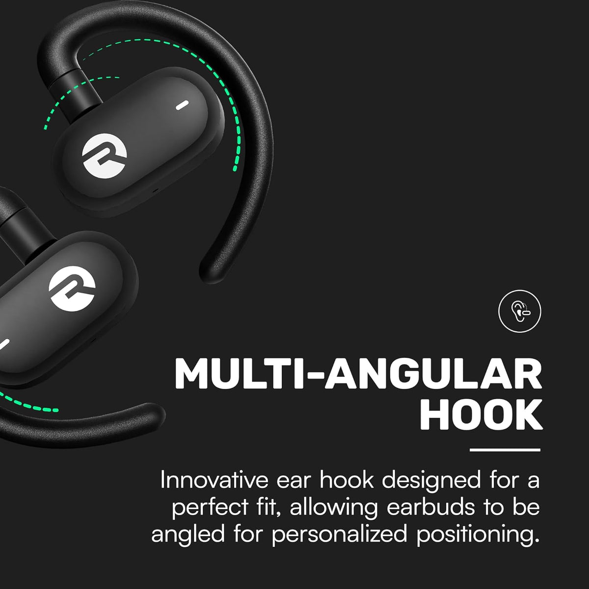 Raycon Everyday Open Earbuds – True Wireless Open Ear Bluetooth Headphones, Hook Design, IPX5 Water Resistant, 40 Hours of Battery Life (Black)