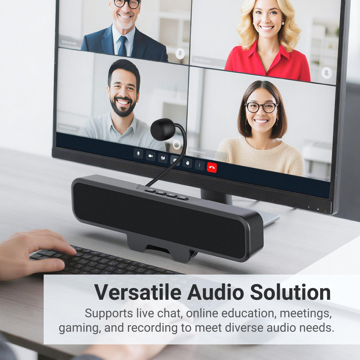 INGA Computer Speakers with Detachable Mic, Plug and Play Desktop Speakers, One-Touch Mute Microphone, Stereo & Bass