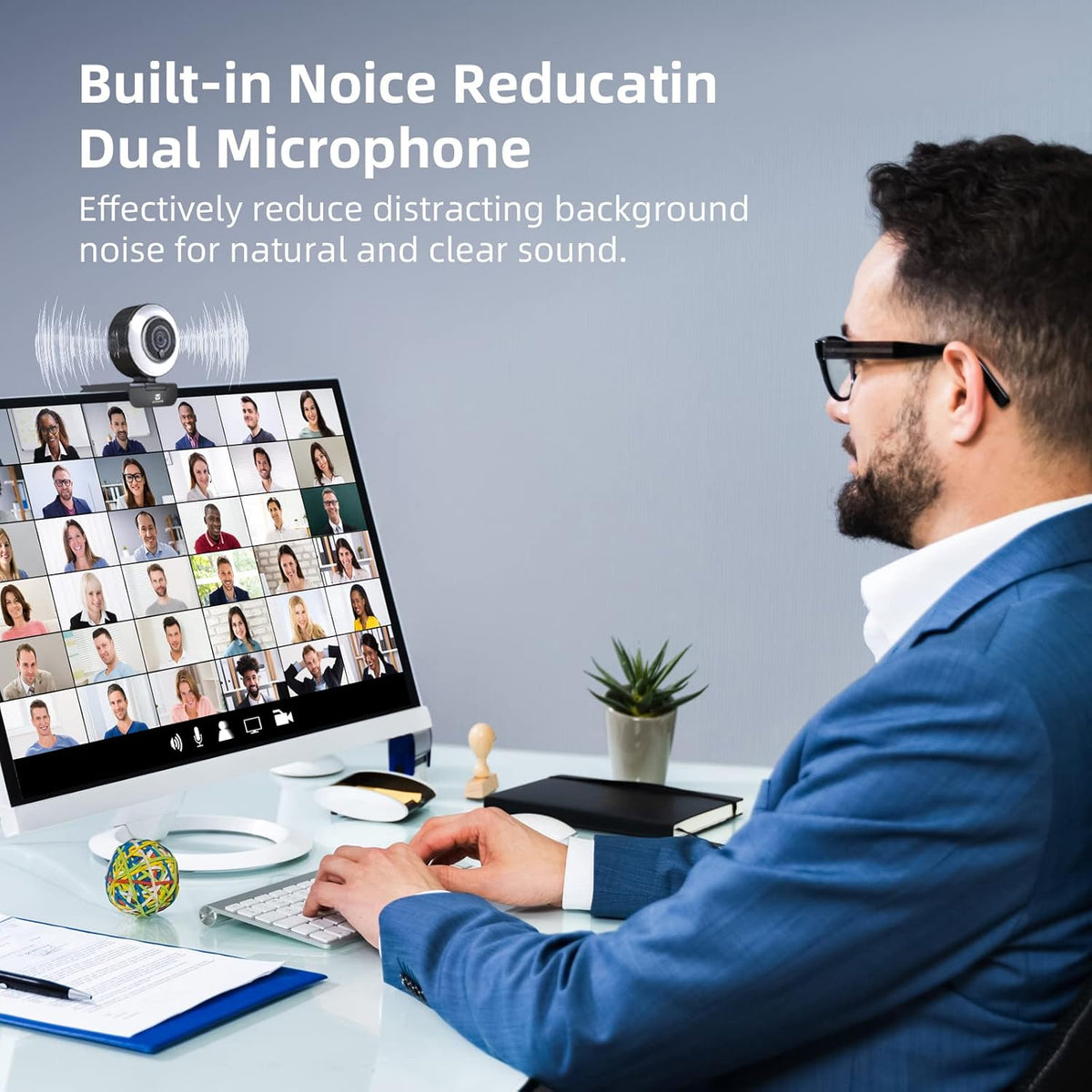 Streaming Webcam with Adjustable Ring Light, Full HD 1080P Webcam with Dual Microphones and Advanced Auto-Focus,Pro Web Camera for Online Learning, Zoom Meeting Skype Teams, Gaming Laptop