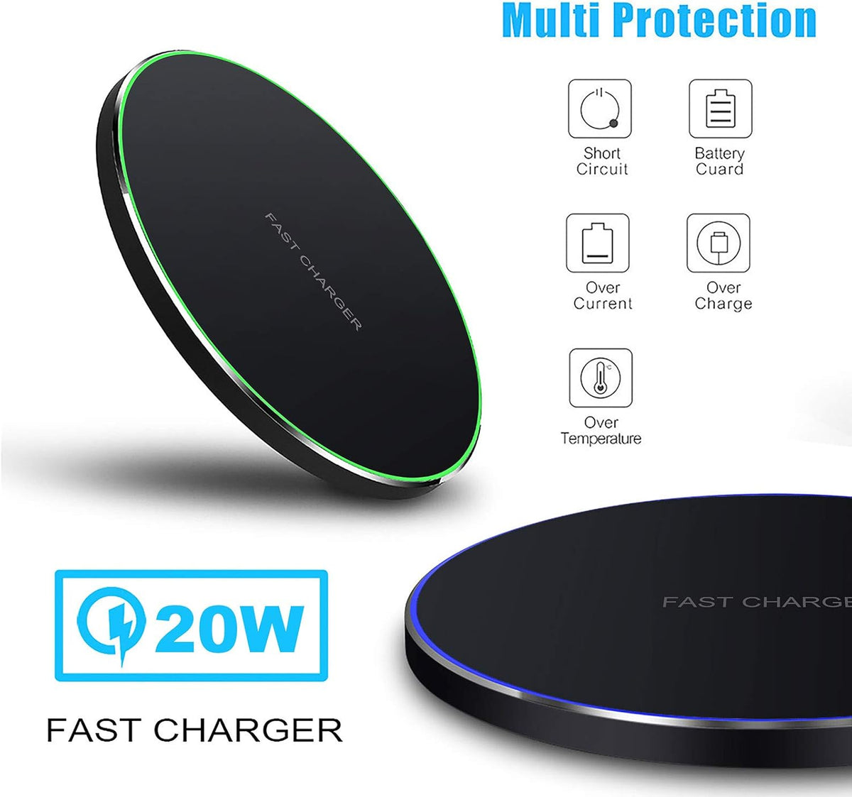 Fast Wireless Charger,20W Max Wireless Charging Pad Compatible with iPhone 16/16 Pro/15/14/13/12/SE/11/XS Max/XR,AirPods;FDGAO Wireless Charge Mat for Samsung Galaxy S25/S24/Note,Pixel/LG G8