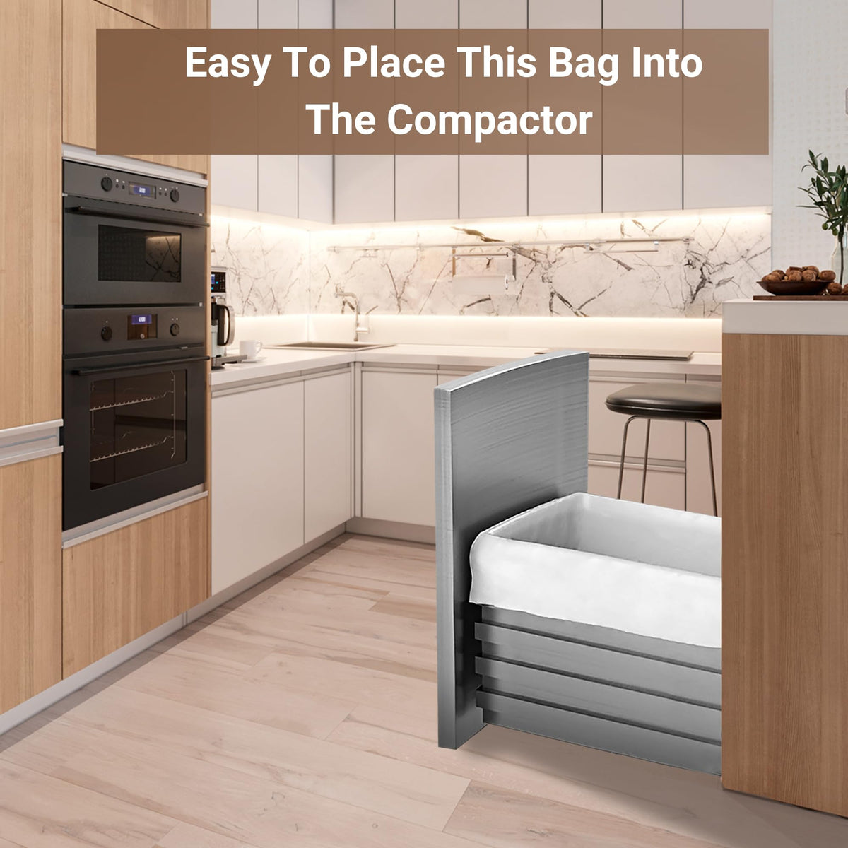 18 Gallon 200 Count Heavy Duty Compactor Trash Bags 1.2 Mil THICK Reinforced Drawstring Garbage Liners Fit 13-18 Gallon Compatible with Kitchenaid