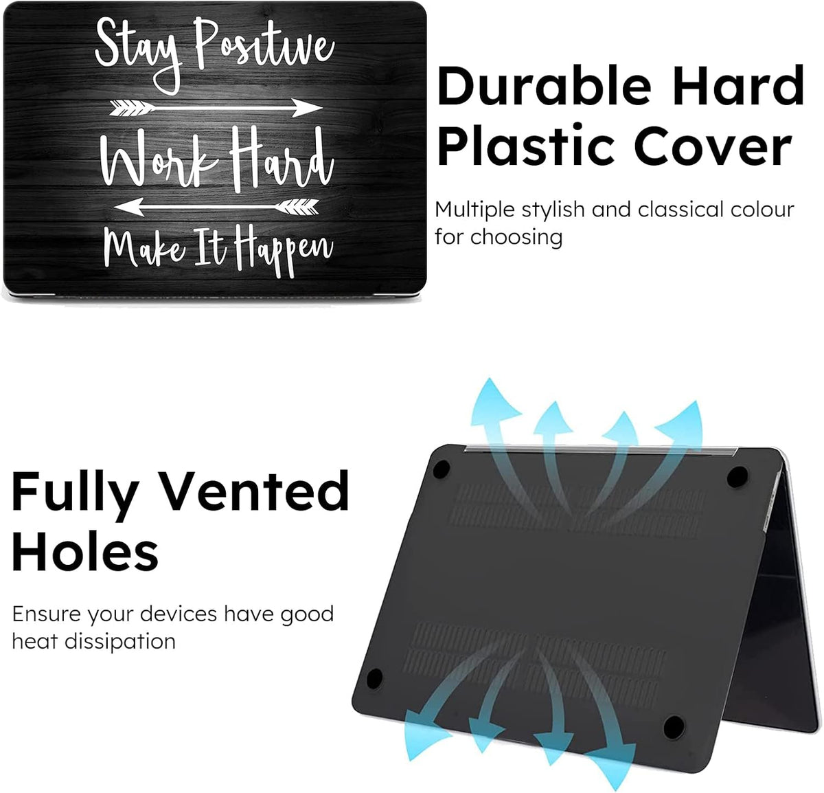 iCasso for MacBook Air 13 inch Case 2025 2024-2022 Release M4 A3240 M3 A3113 A2681 M2 with Liquid Retina Display, Hard Plastic Shell for Mac Air 13.6, Keyboard Cover&Screen Protector, Stay Positive