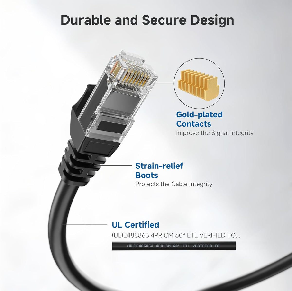10Gbps 6 60ft, 6 Cat6 Cable Matters Snagless Cat Ethernet Cable - Cat Cable, Cord, Ethernet Cord, Black