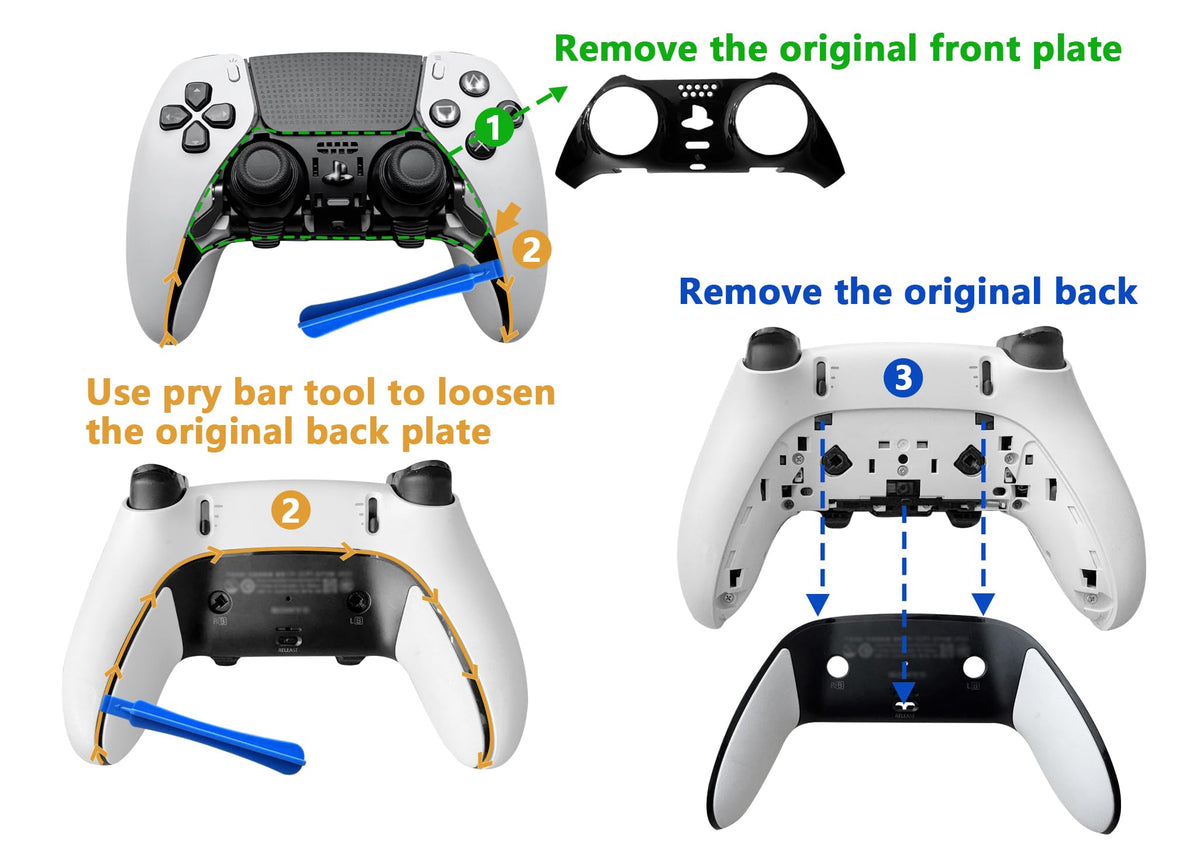 VOOCAT A Pair of Replacement Back Shell Cover Trim for DualSense Edge Controller Compatible with PS5 DSE - Clip-On Housing with OEM-Spec Soft Cam