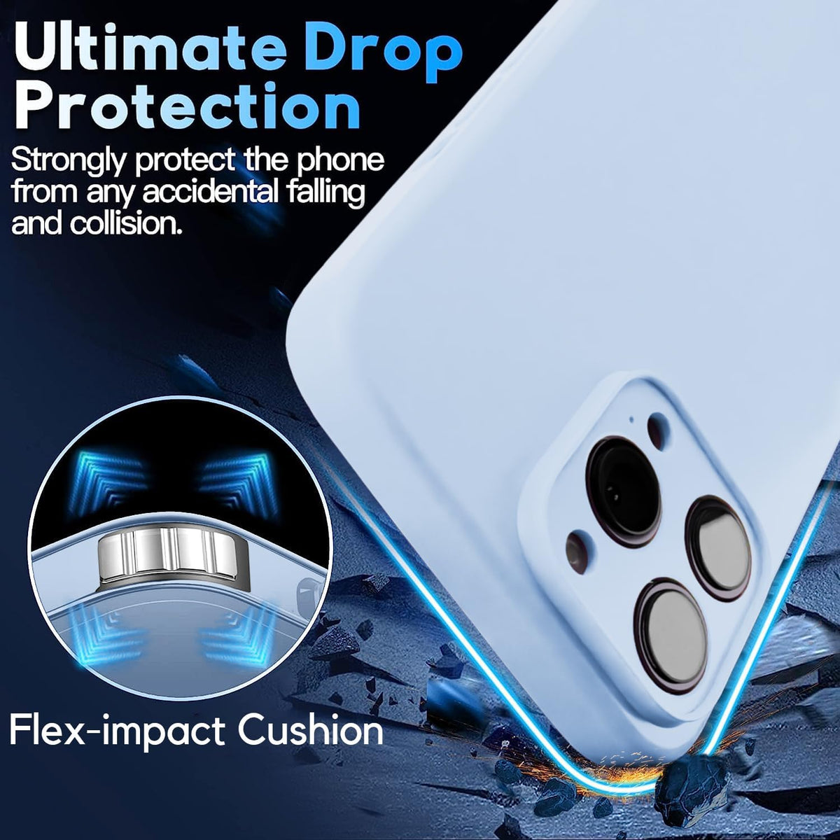 Blaspins Crossbody Lanyard Strap Case for iPhone 14, Neck Cross Body, Adjustable Holder Removable, Drop Protection Shockproof, Hands-Free Silicone Case Cover 6.1 inch, 150 cm Strap, iPhone 14 - Blue